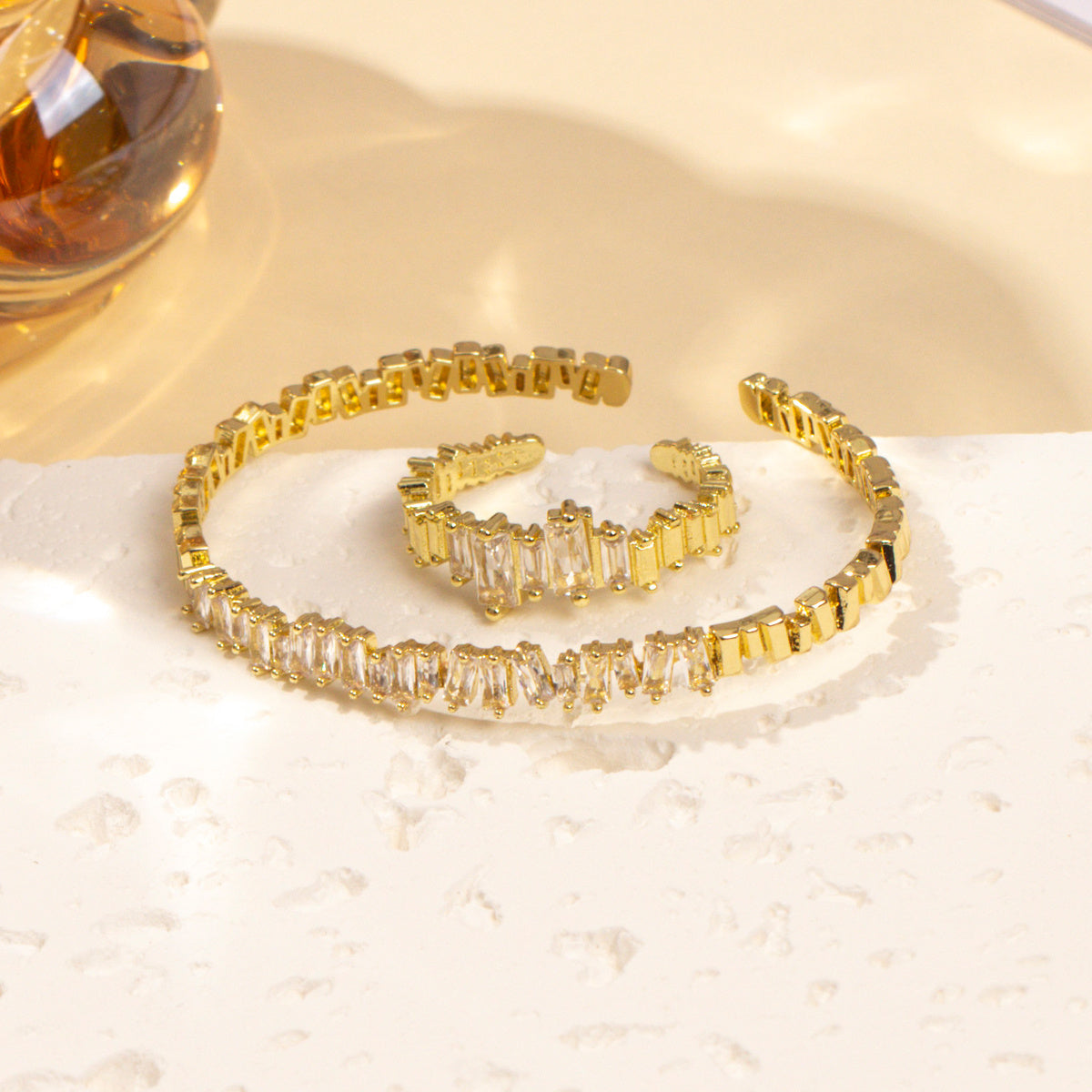 2pcs Fashionable Women's Cubic Zirconia Decorative Wristband, Irregularly Inlaid With Open Wristband Rings, Suitable For Matching With Daily Clothing