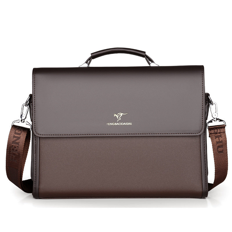 Men's Horizontal Leather Portable Briefcase