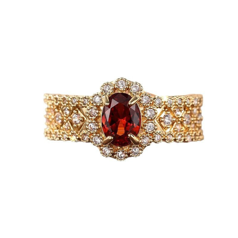Retro Affordable Luxury Personality Inlaid Zircon Fashion Single Ring