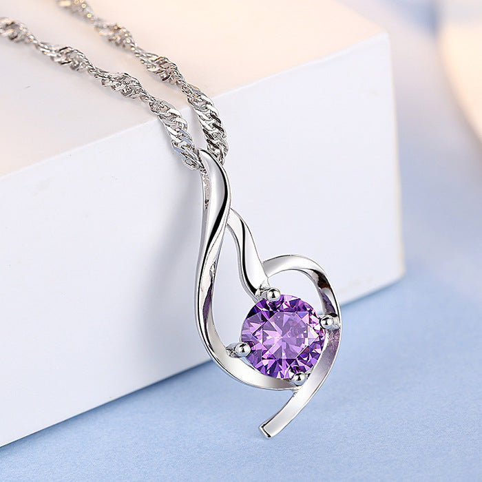925 Sterling Silver Pendant Chain soft ladies fashion accessories pendant diamond silver jewelry Korean Korean Fashion Necklace