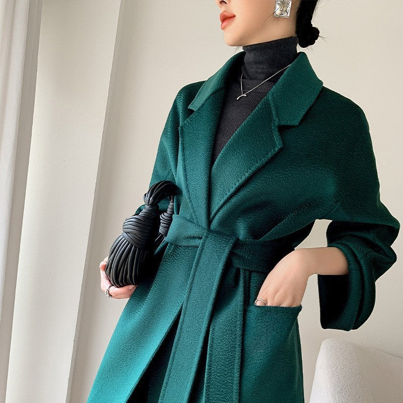 Reversible Cashmere Coat Women's Mid-length High-end Sense