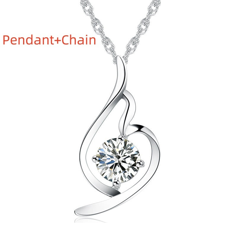 925 Sterling Silver Pendant Chain soft ladies fashion accessories pendant diamond silver jewelry Korean Korean Fashion Necklace