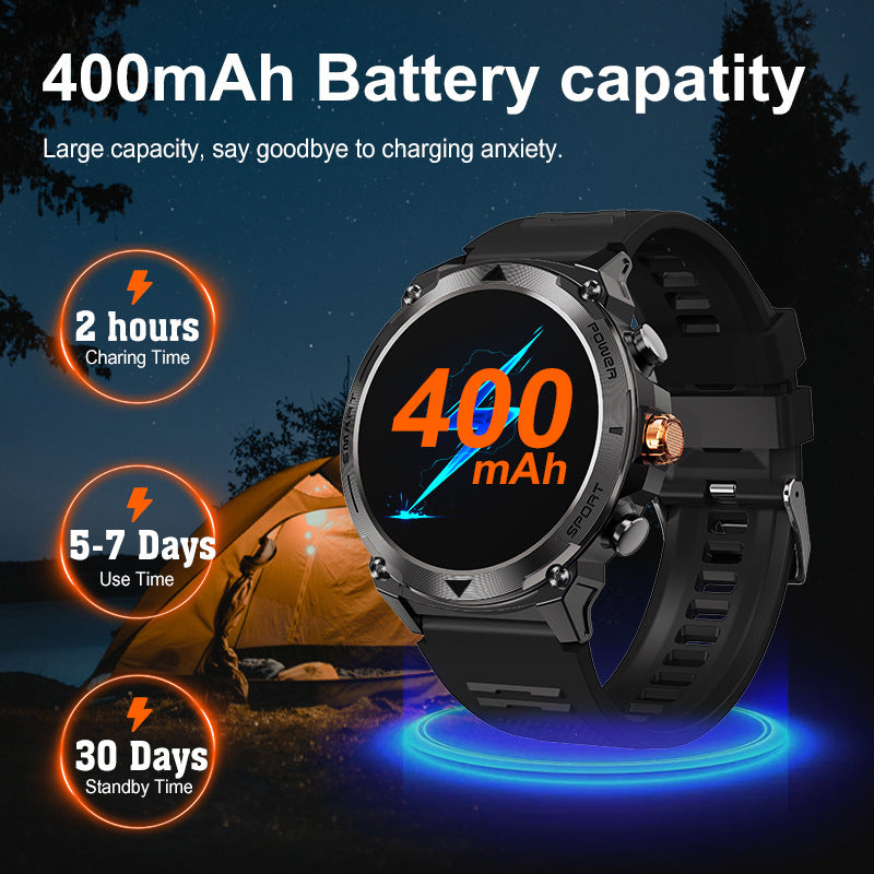 T53 Bluetooth Calling Outdoor Three-proof Sport Watch 143-inch AMOLED Heart Rate Blood Pressure Smart Watch