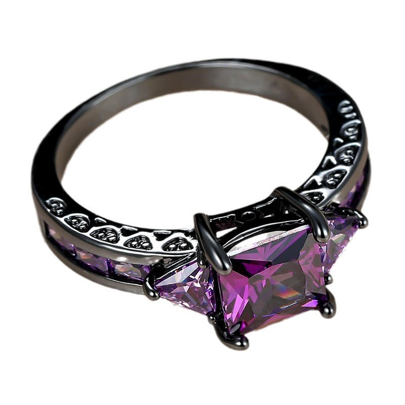 Personalized Diamond Square Diamond Couple Ring