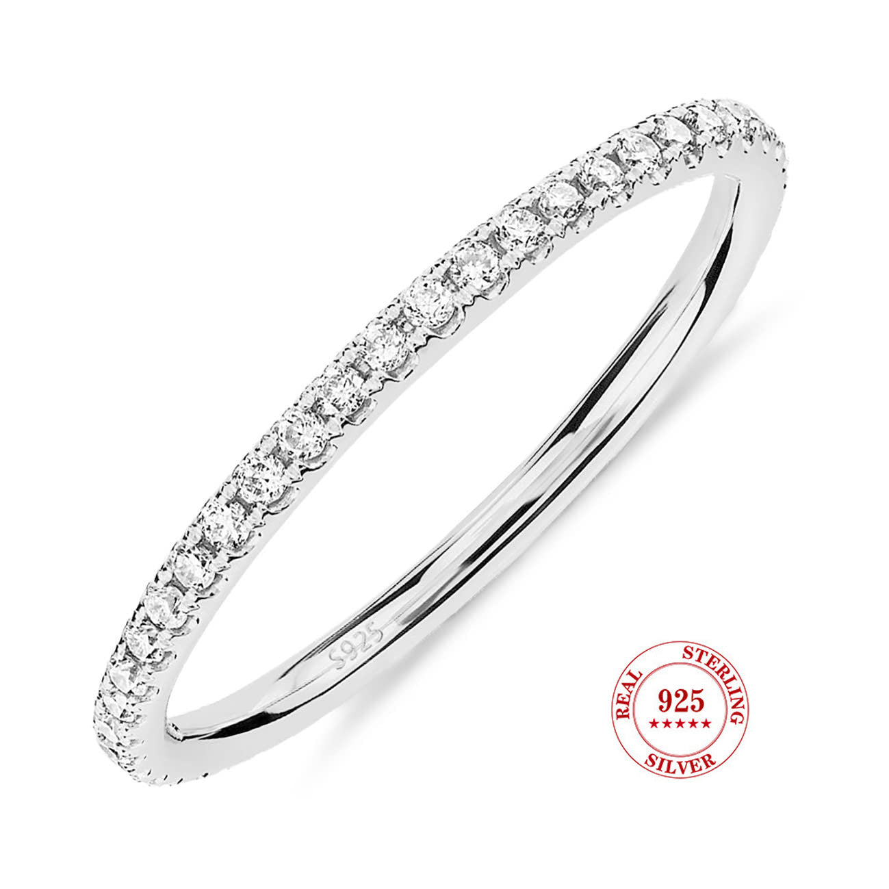 High-grade Fine Circle Single Row Fashion S925 Sterling Silver Ring