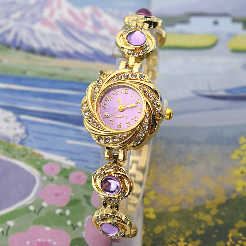 Chalcedony Women's Diamond Light Luxury Minority Bracelet Watch