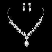 Bridal White Crystal Floral Jewelry Set