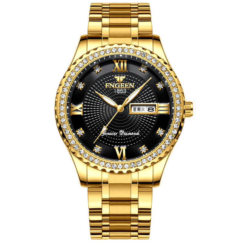 Watch Men's Luxury Gold Non-mechanical Stainless Steel Luminous