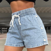 Commuter's All-matching Elastic Pure Color Slimming Denim Shorts