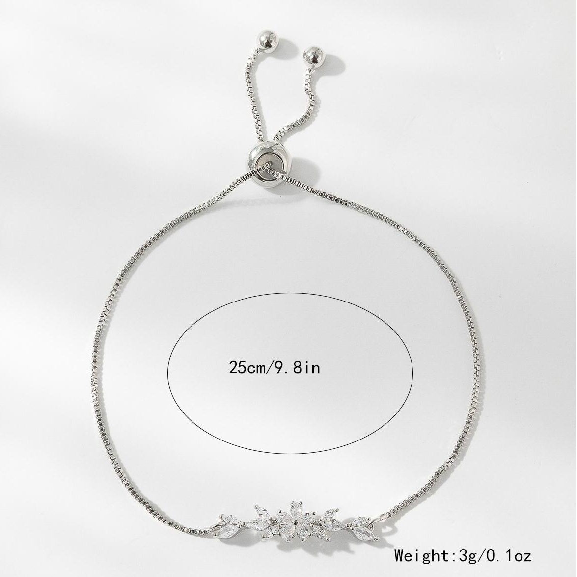 1pcs Fashionable Zircon Bracelet Silver Flower Leaf Drawstring Design Chain Inlaid Gold-plated Bracelet Suitable For Women's Daily Holiday Wear
