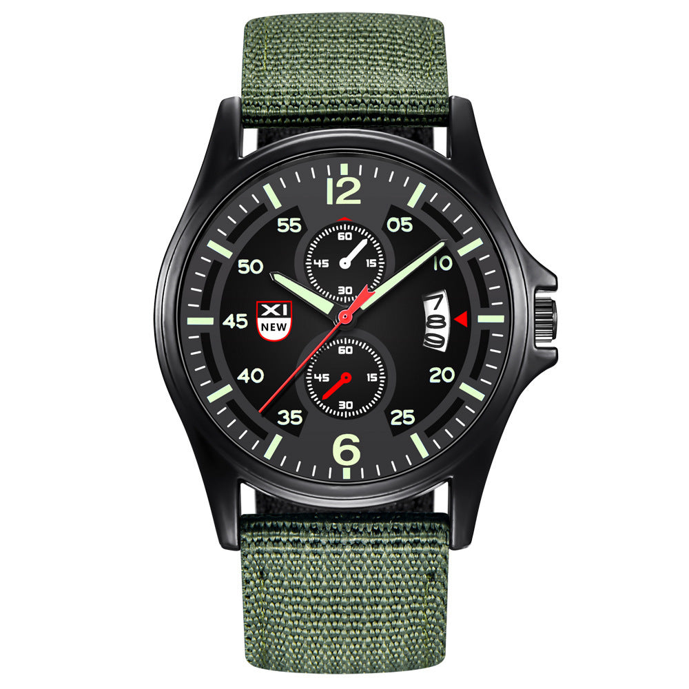 Fashion Nylon Strap Sports Army Style Watch Calendar Quartz Watch