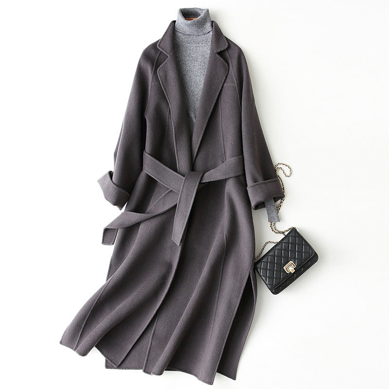 Reversible Cashmere Coat Women's Mid-length Loose Over Knee Coat