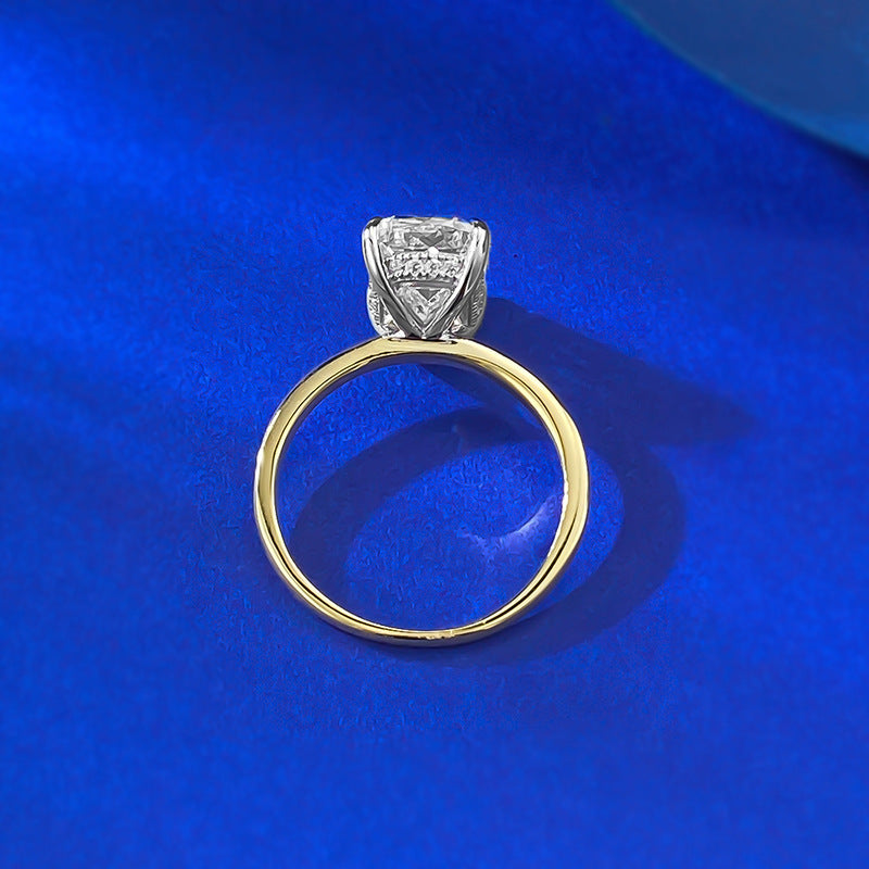 Women's Fashionable All-match S925 Silver Gold Rectangular Ring