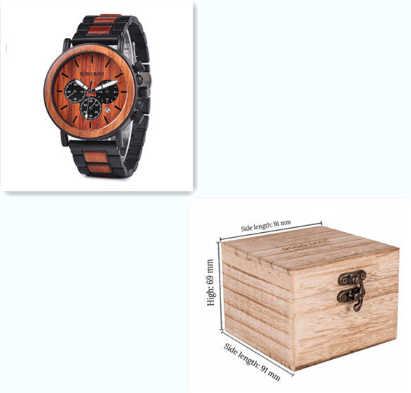All-wood watch quartz watch three-eye multi-function watch