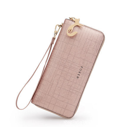 Women's long zipper wallet large capacity cowhide clutch