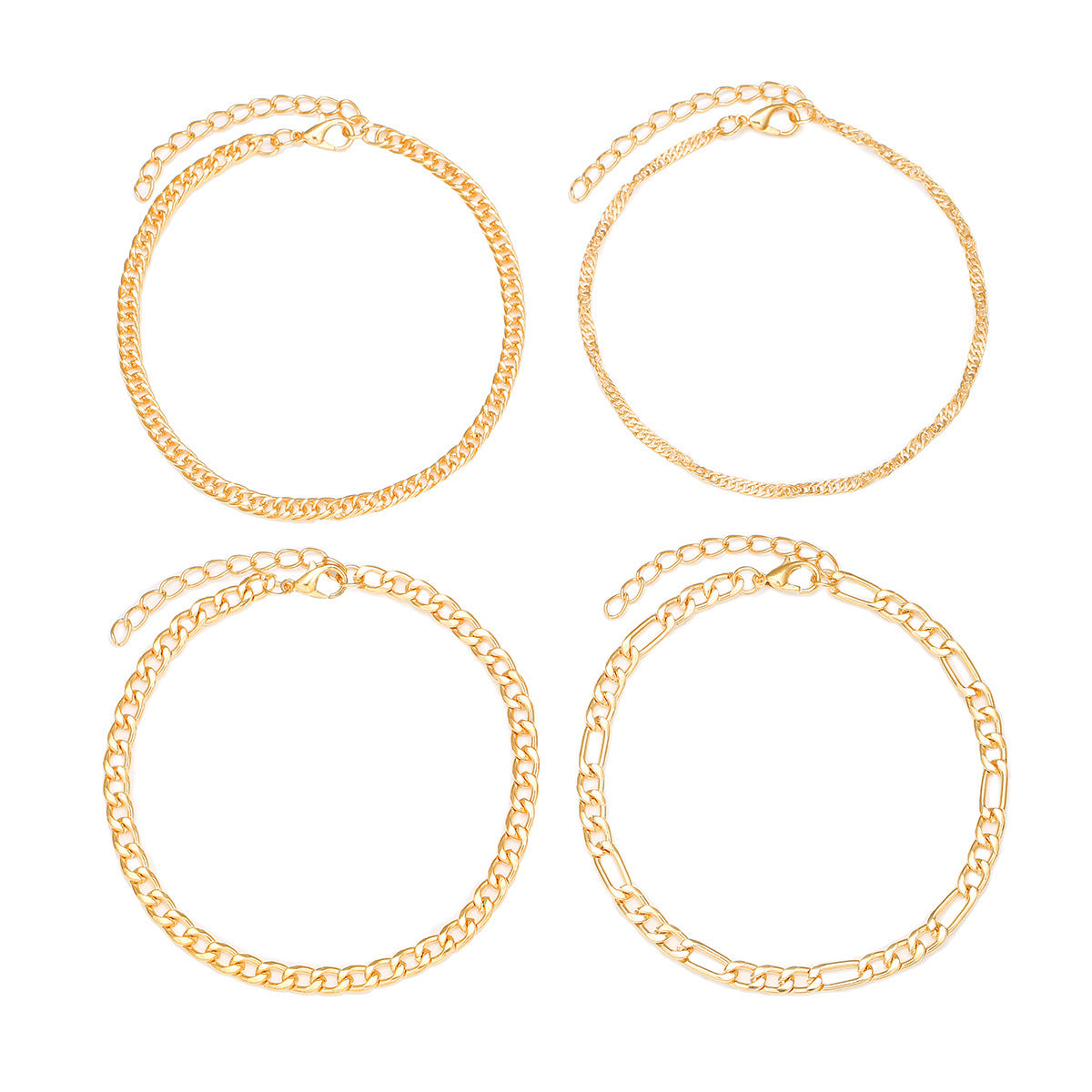 Retro Creative Snake Chain Anklet Four-piece Set