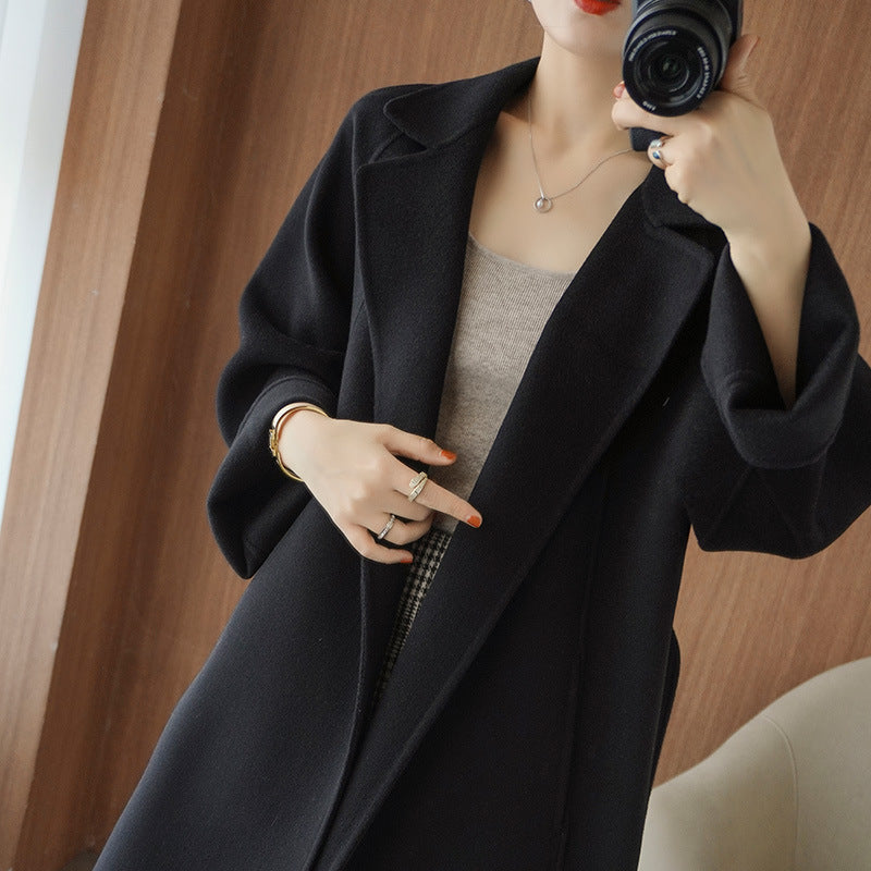 Reversible Cashmere Coat Women's Mid-length Loose Over Knee Coat