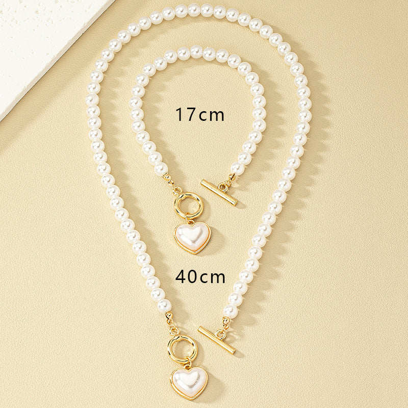 Love Pearl OT Buckle Necklace, Bracelet Set