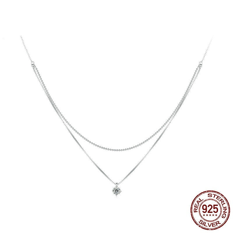 All-matching New Shining Double-layer Necklace S925 Sterling Silver Personality