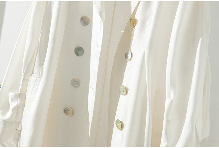 Women's Over-the-knee Mid-length Trench Coat With Silk Waist