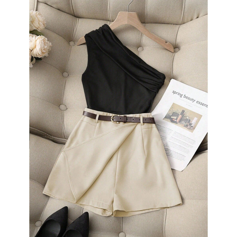 Fashionable All-match Commuter High Elastic Black Shorts