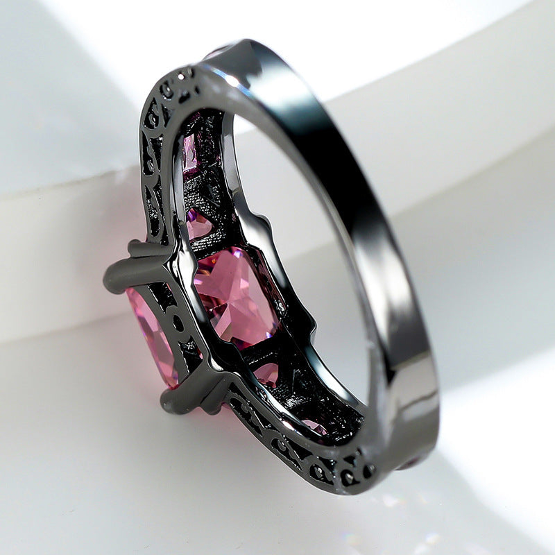 Personalized Diamond Square Diamond Couple Ring