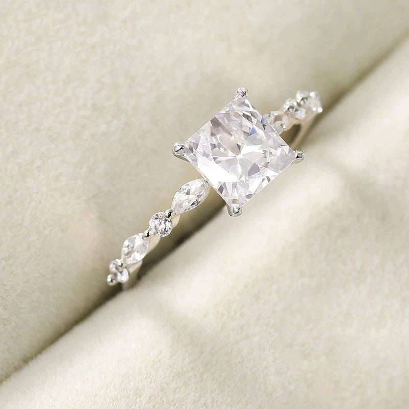 Square Zircon Princess Cut Diamond Ring