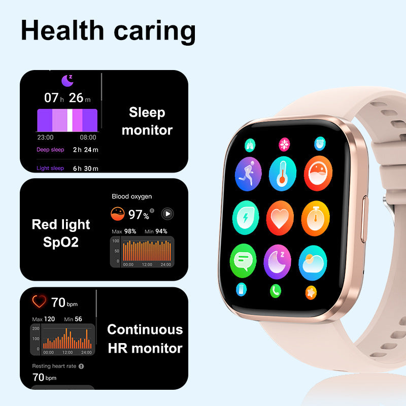 Bluetooth Calling Heart Rate Blood Oxygen Quick Reply Waterproof Sports Watch