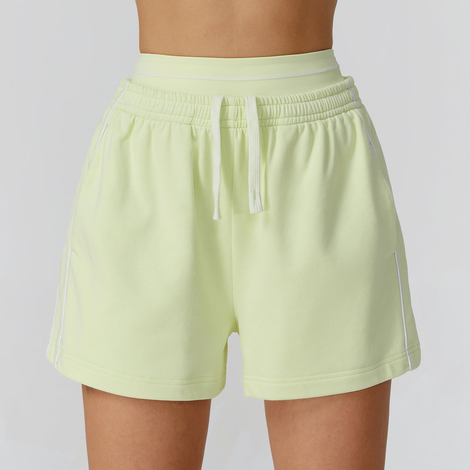 Contrast Color Sports Shorts High Waist Loose Straight Pocket