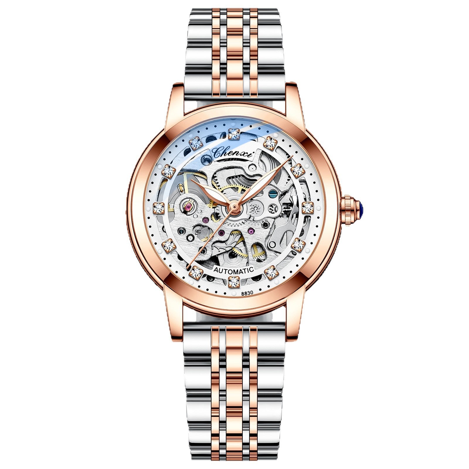 Fashion Diamond Waterproof Automatic Hollow Mechanical Watch