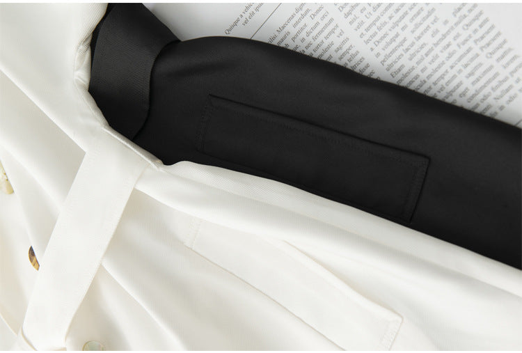 Women's Over-the-knee Mid-length Trench Coat With Silk Waist