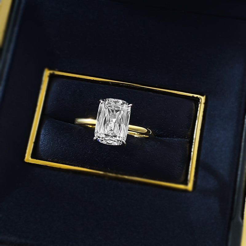 Women's Fashionable All-match S925 Silver Gold Rectangular Ring