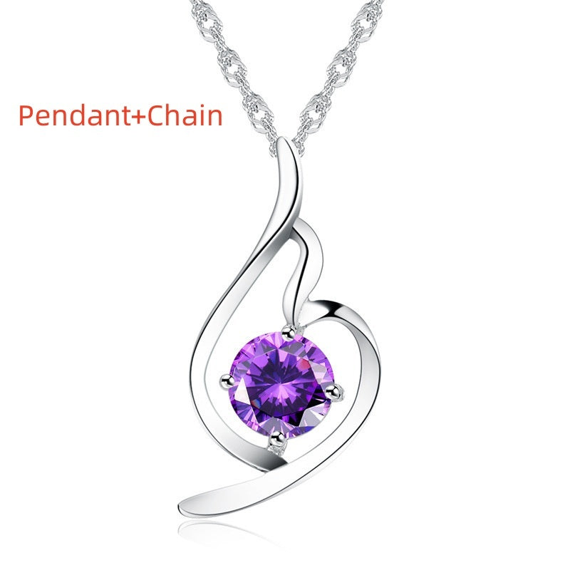 925 Sterling Silver Pendant Chain soft ladies fashion accessories pendant diamond silver jewelry Korean Korean Fashion Necklace