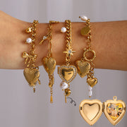 Love Chain Bracelet Fashion Titanium Steel Pearl Bow Bracelet