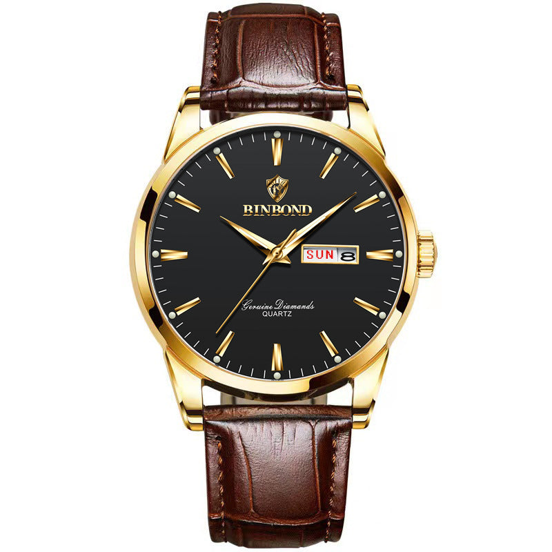 Double Calendar Waterproof Quartz Watch Men