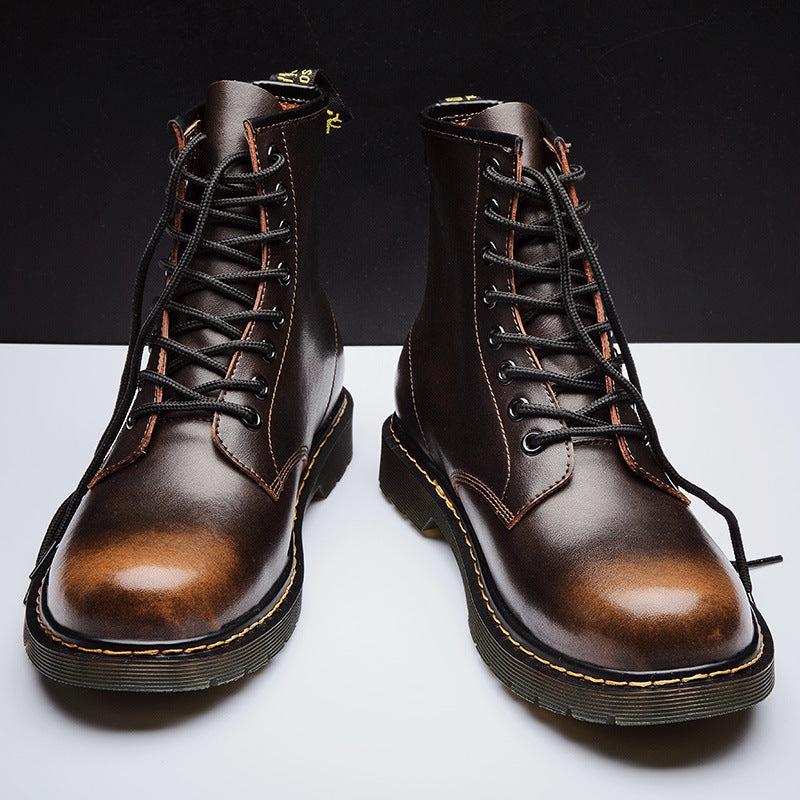 Men's High-top British Style Tooling Leather Martin Boots