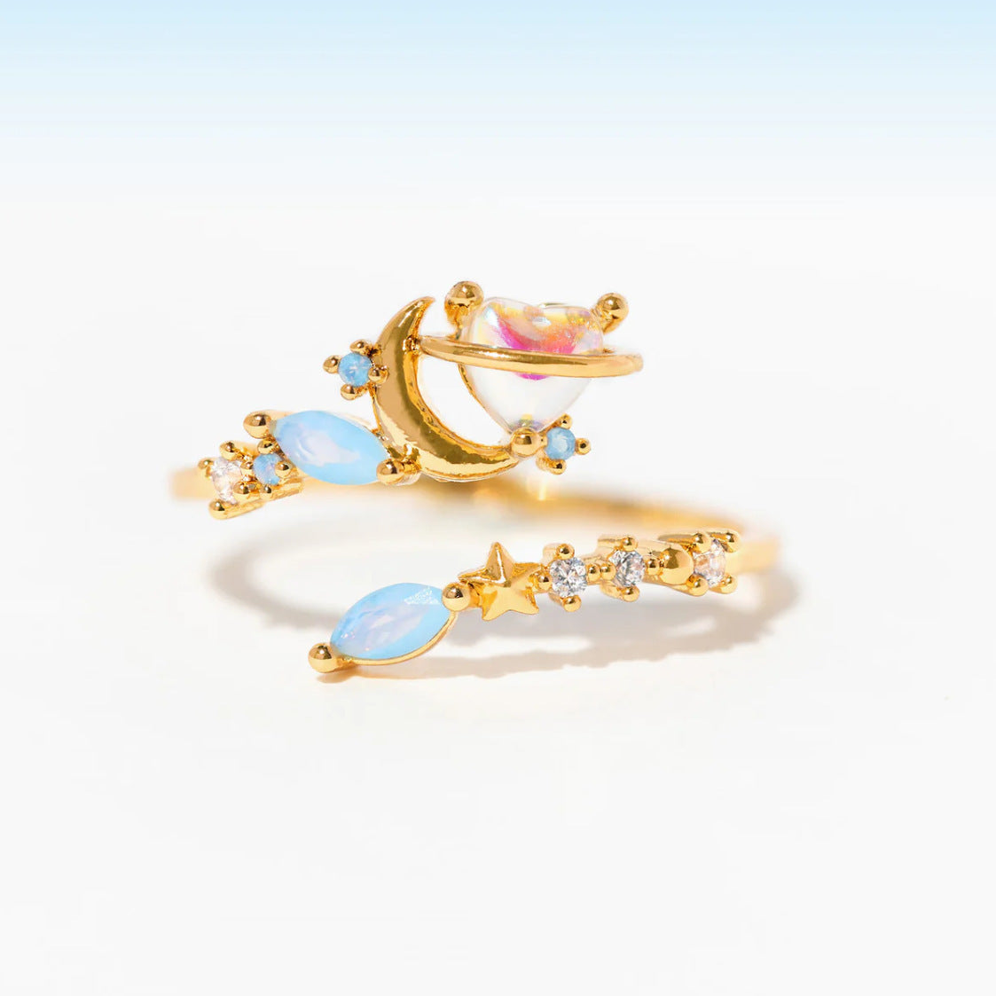 New Ins Style Heart-shaped Open Adjustable Ring