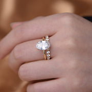 S925 Sterling Silver Oval Egg-shaped Ice Flower Cut Zircon Ring