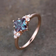 Japanese Exquisite Copper Inlaid Colorful Zircon Ring