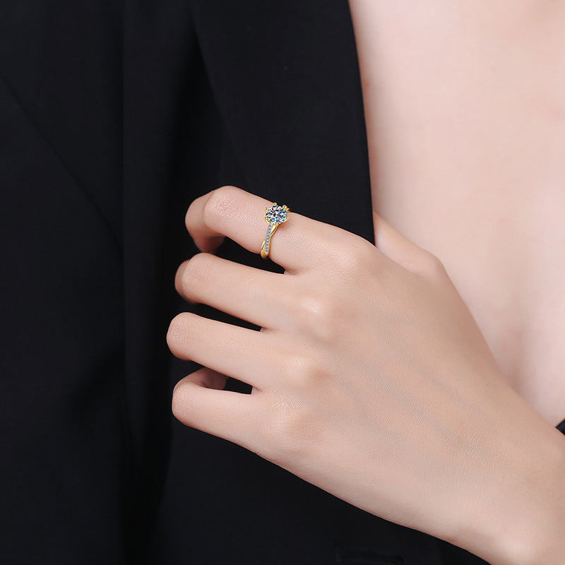 Fashion 1 Karat Moissanite Sterling Silver S925 Ring