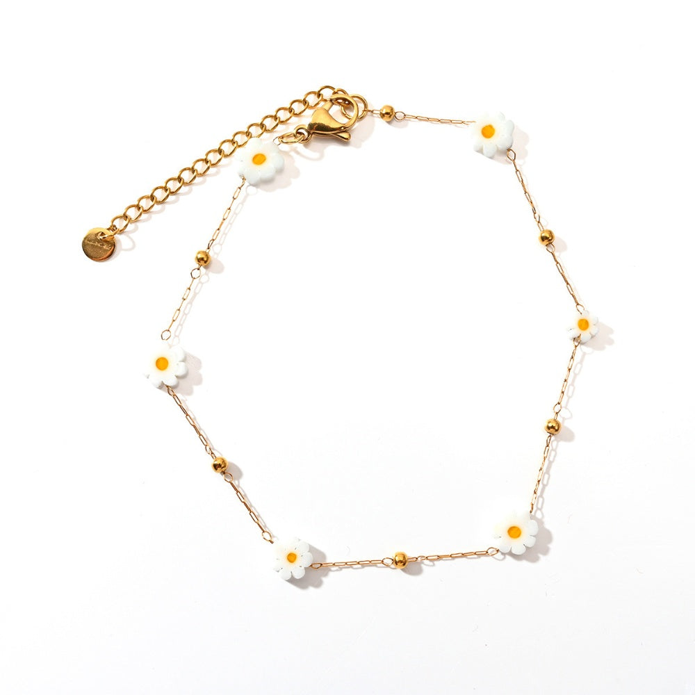 Fashion Trend Irregular Natural Stone Titanium Steel Anklet