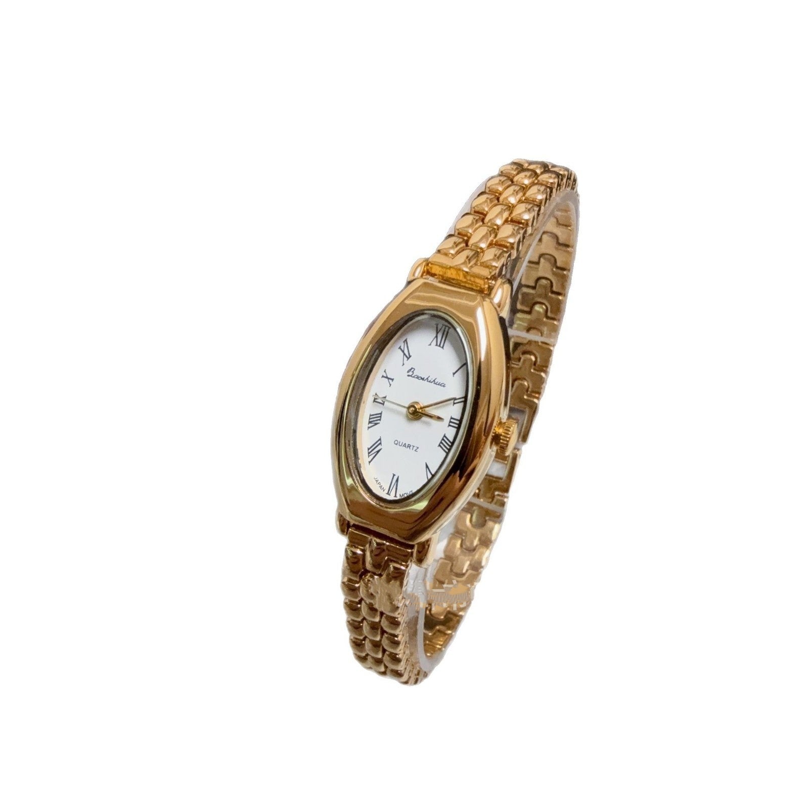 Oval Mesh Belt Retro Golden Simple Graceful Backflow Gold-plated Quartz Watch