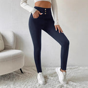 Women's Casual Pure Color Tight High Waist Slim Trousers