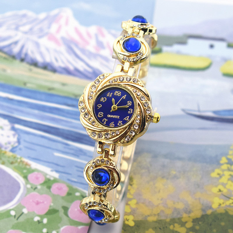 Chalcedony Women's Diamond Light Luxury Minority Bracelet Watch