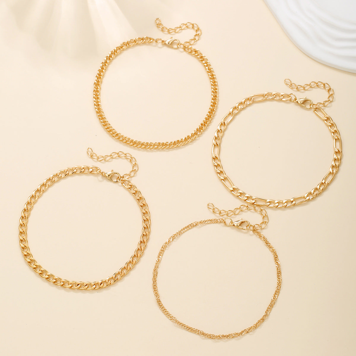 Retro Creative Snake Chain Anklet Four-piece Set
