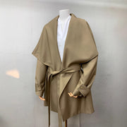 Loose Profile Commute Minimalist Black Large Lapel Design Trench Coat