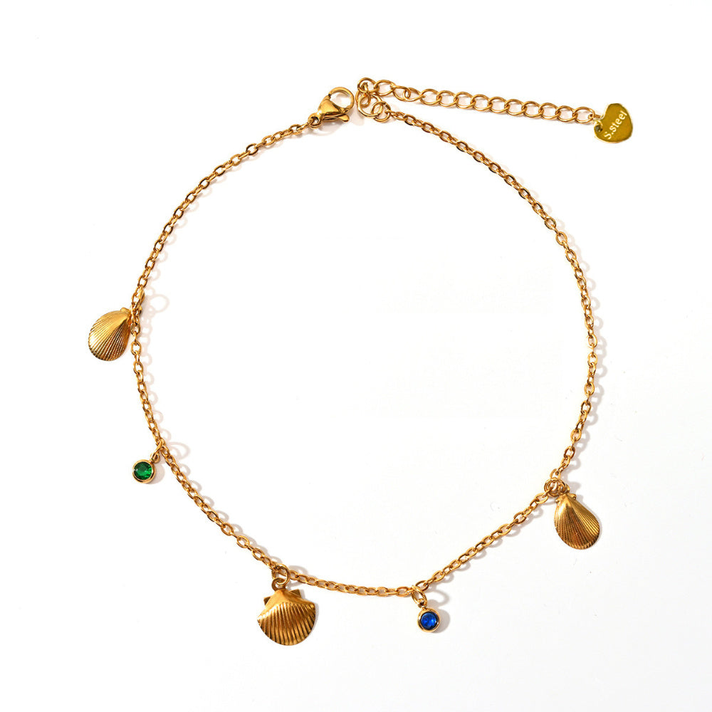 Fashion Trend Irregular Natural Stone Titanium Steel Anklet