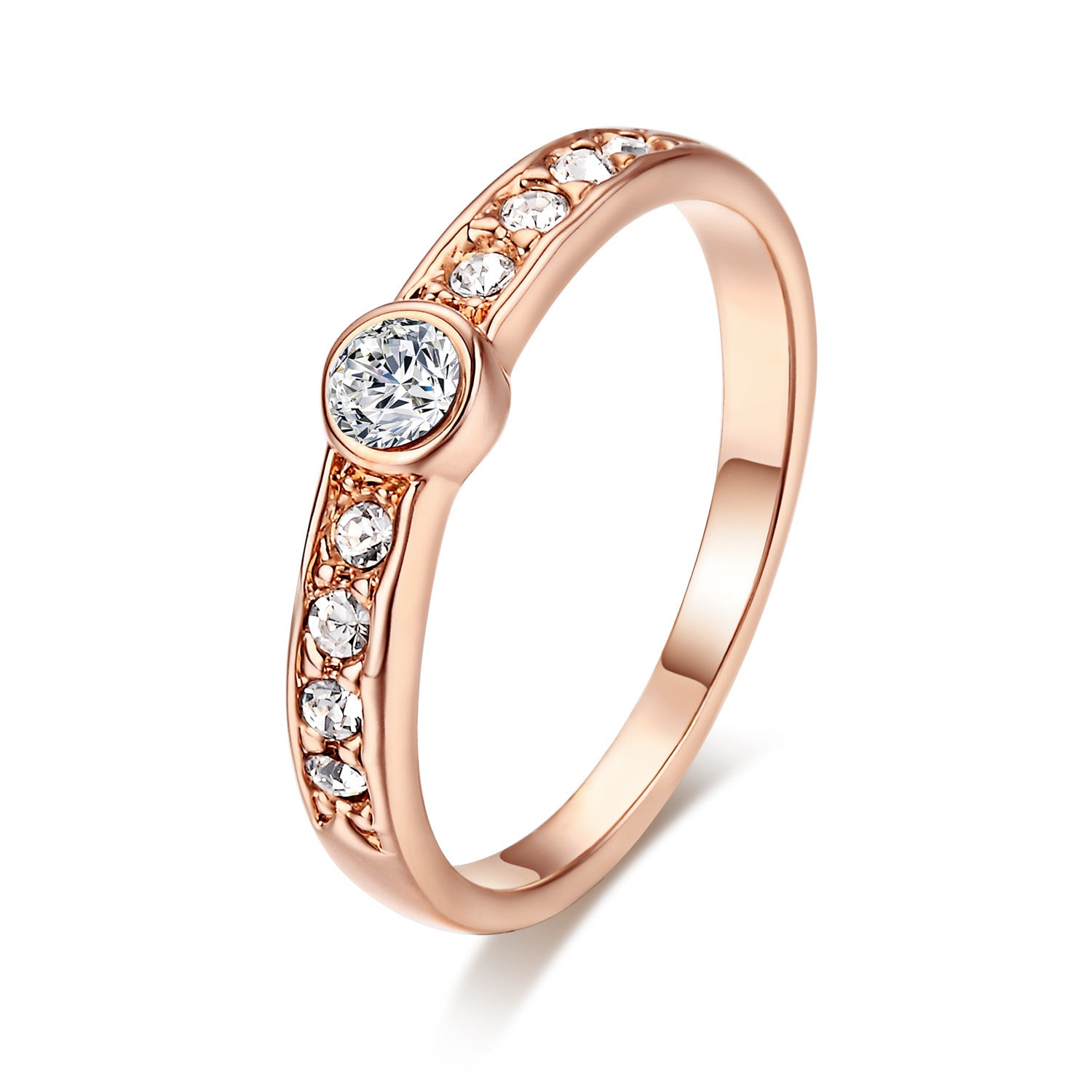 Simple Ring Inlaid Zircon Rose Gold Plated Ornament