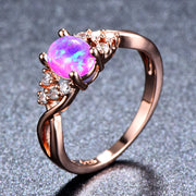 Rose Gold Small Diamond Simple Opal Ring