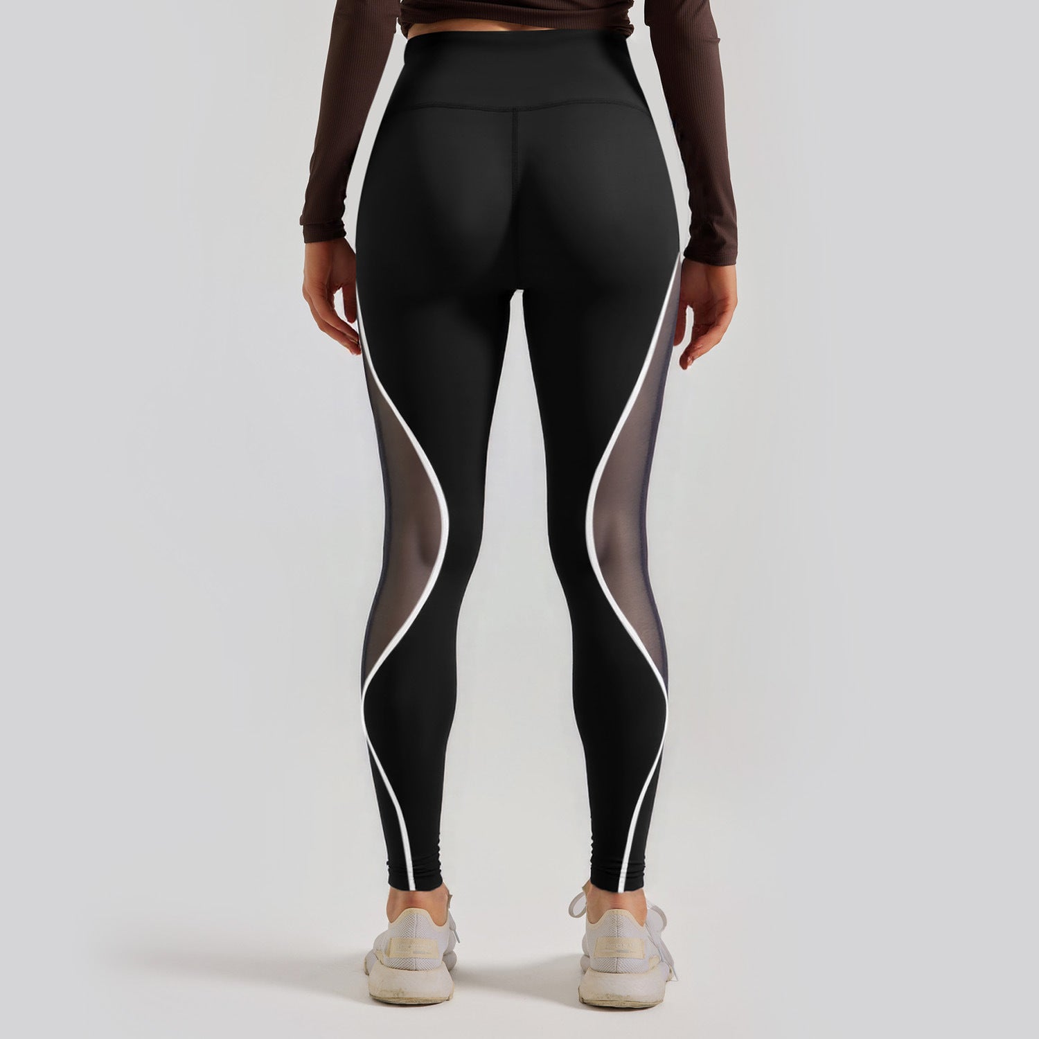 Women's Color Matching Mesh European And American High Waist Yoga Pants